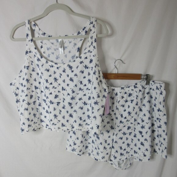 Wild Fable Knit Pajamas Lounge Tank Shorts Floral 2 Pieces Floral Size XXL NWT - Picture 1 of 12